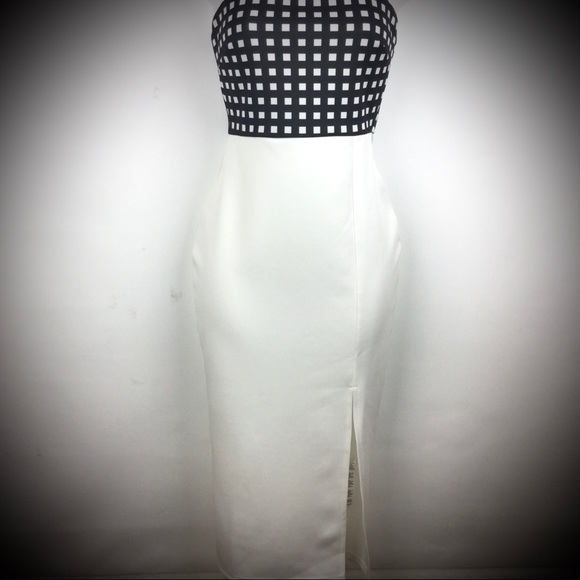 ASOS Strapless Bodycon  Midi Dress Sz.2 White/Blk - Picture 2 of 7